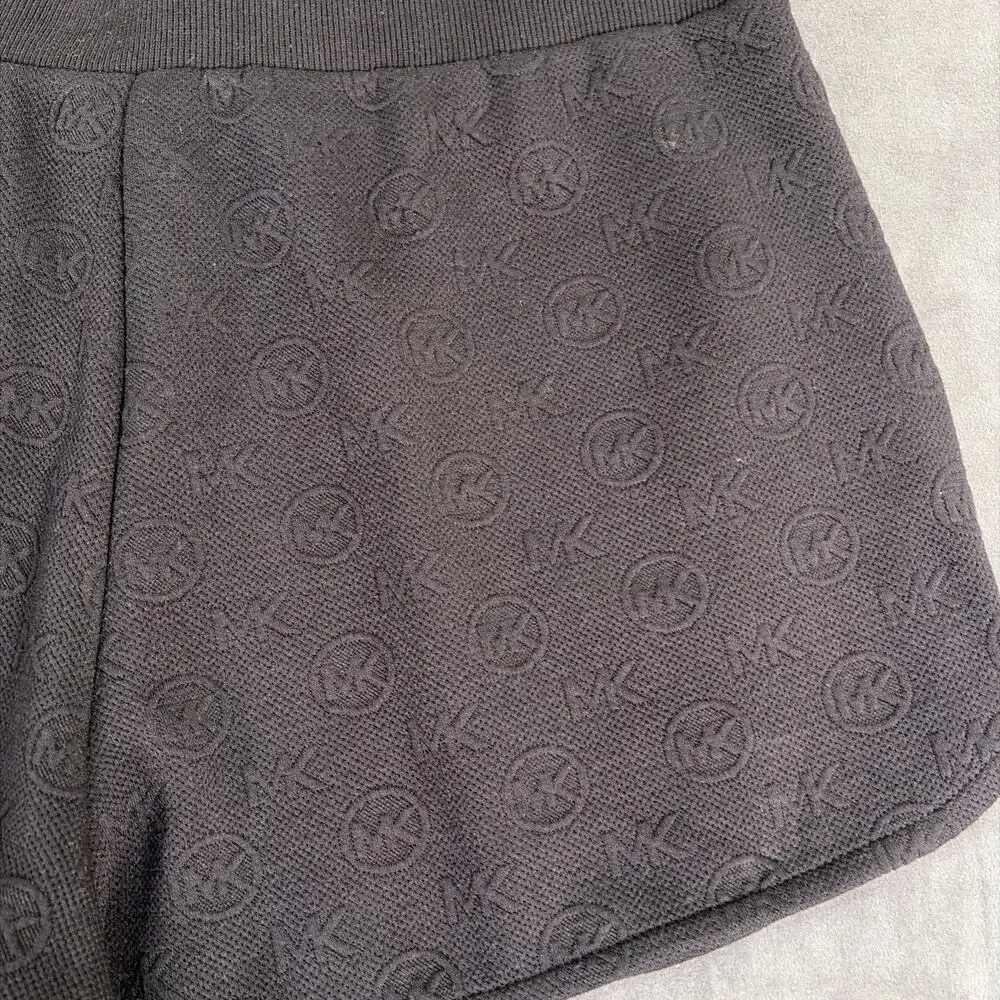 NWT Michael Kors Shorts Size Large Black Embossed Logo Drawstring Bnfts Charity